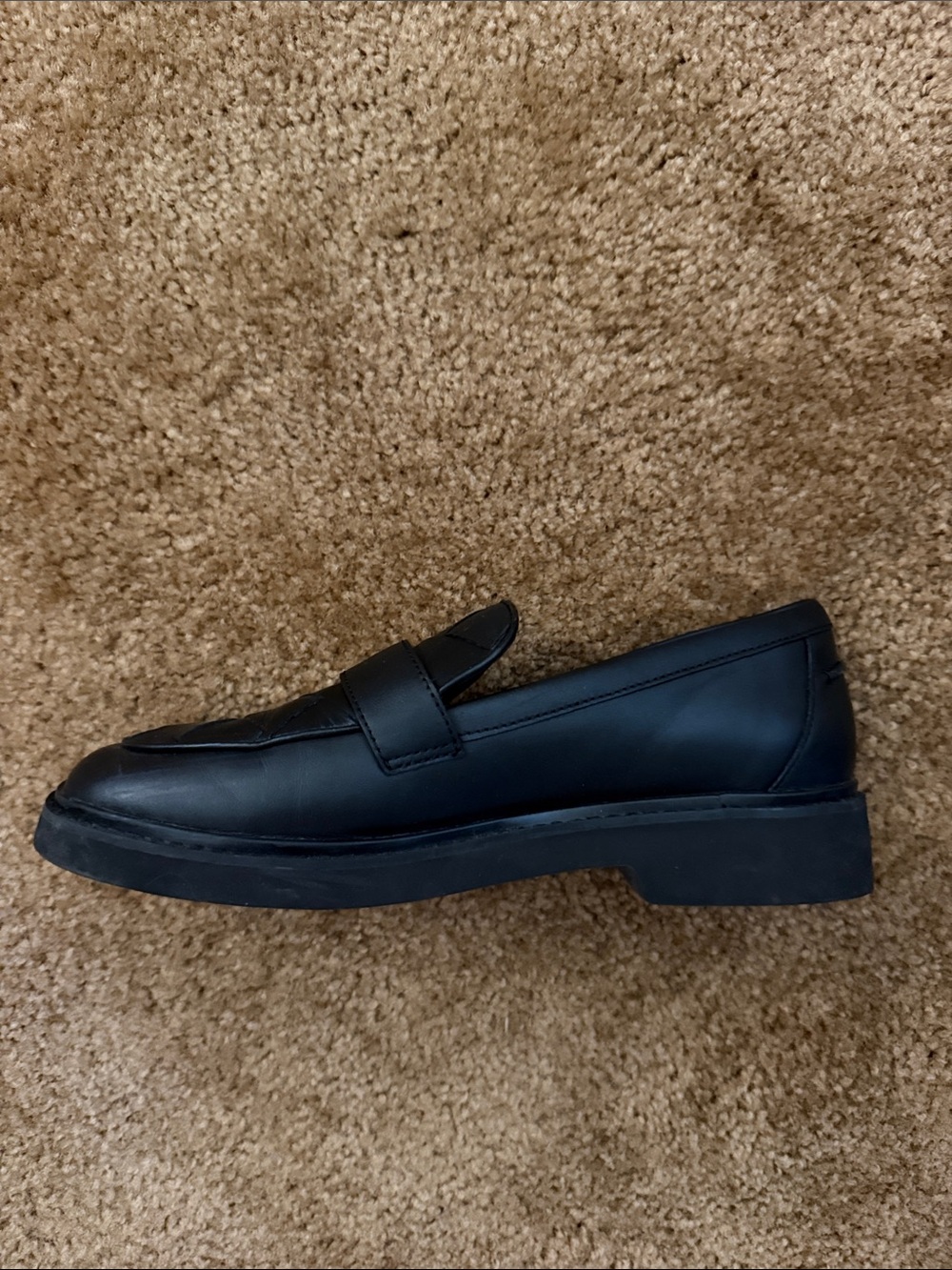 Clarks Black Woven Leather Loafers with Gold Buckle Accent - Picture 4 of 4